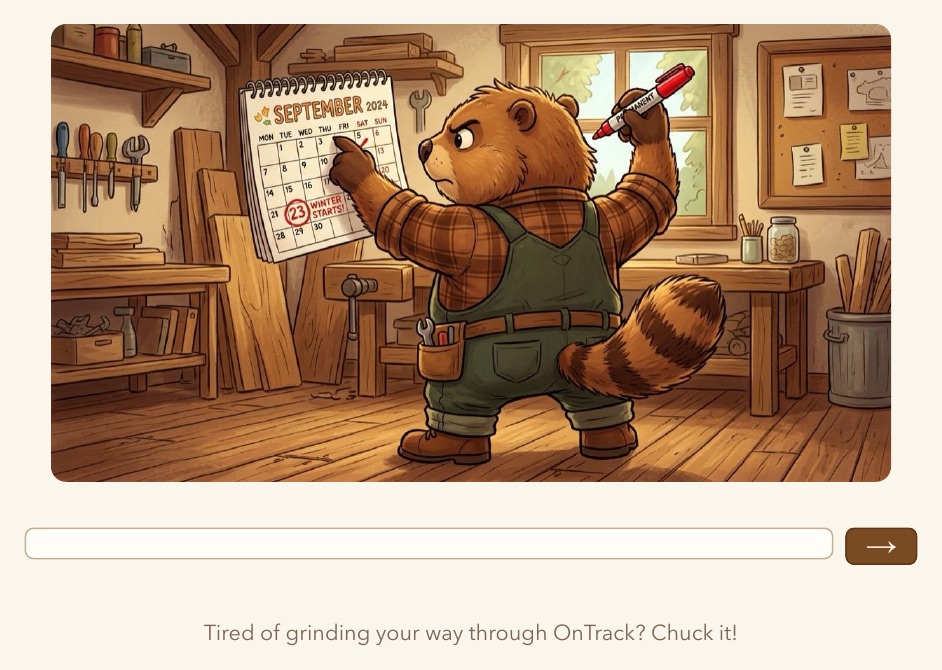 The ChuckTrack sign-in page, with one text field and an arrow button